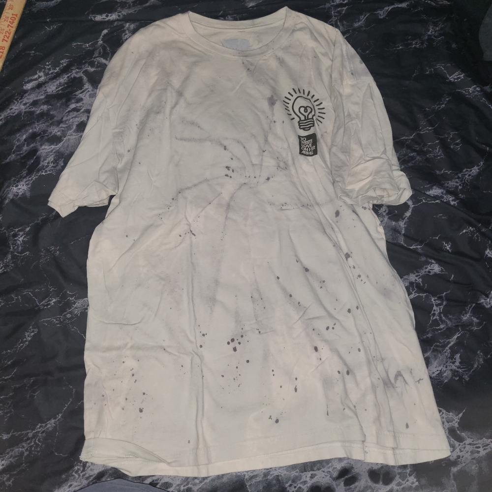 Twloha Bleach Splatter Graphic White T-Shirt To Write Love On Her Arms Hope Fear